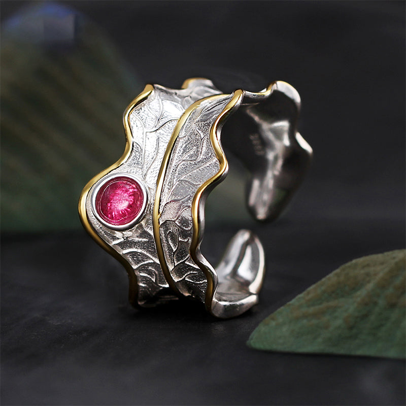 Silver Ring Peony Leaf Ring