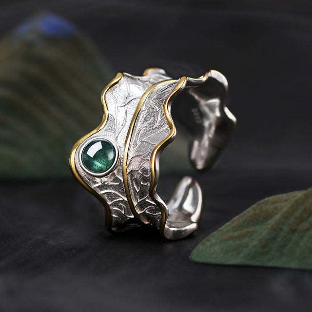 Silver Ring Peony Leaf Ring