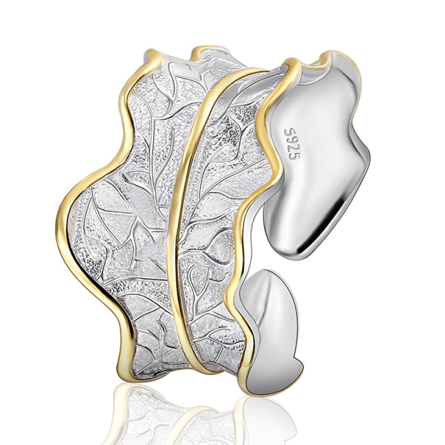 Silver Ring Peony Leaf Ring