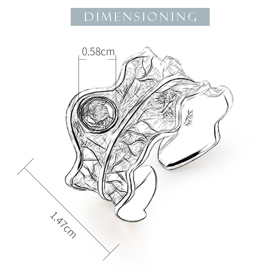Silver Ring Peony Leaf Ring