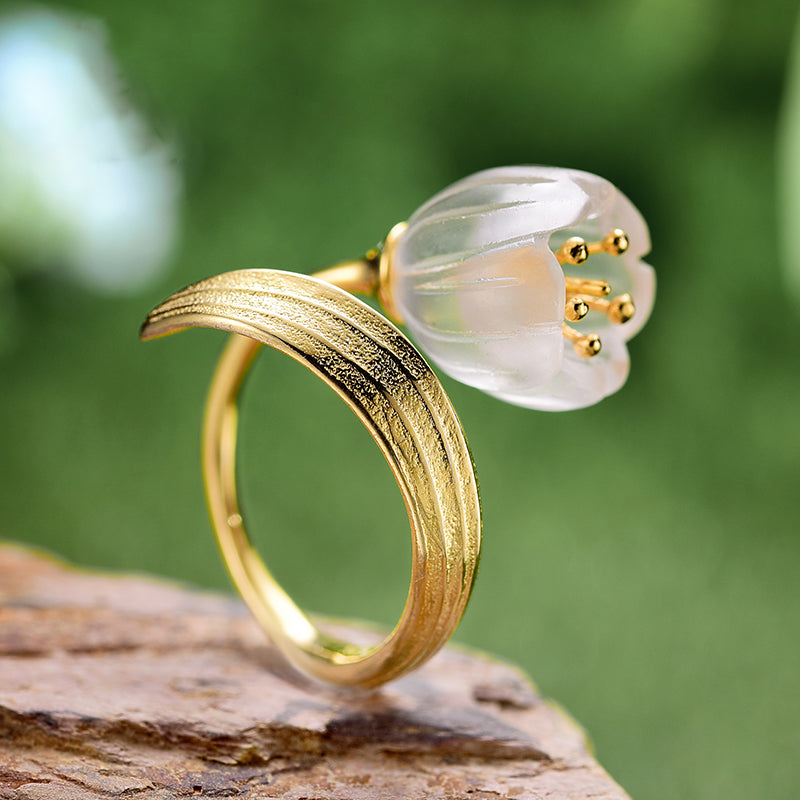 Silver 18k Gold Ring Jewelry Lily of the Valley Flower