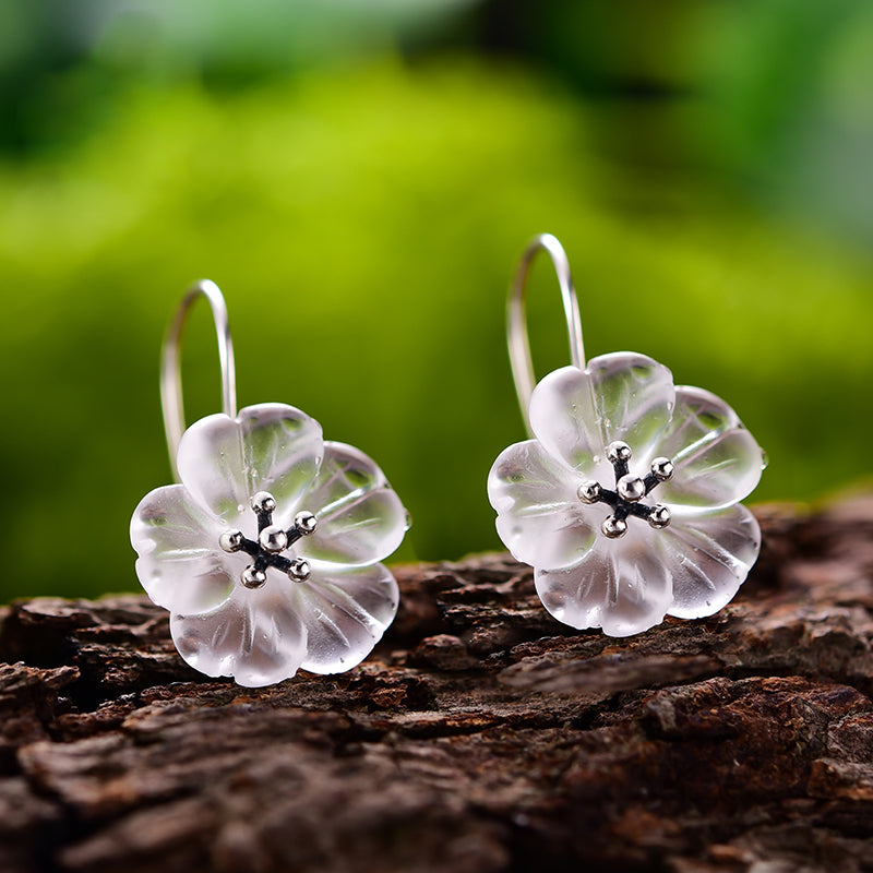 Silver Earrings Jewelry Flower