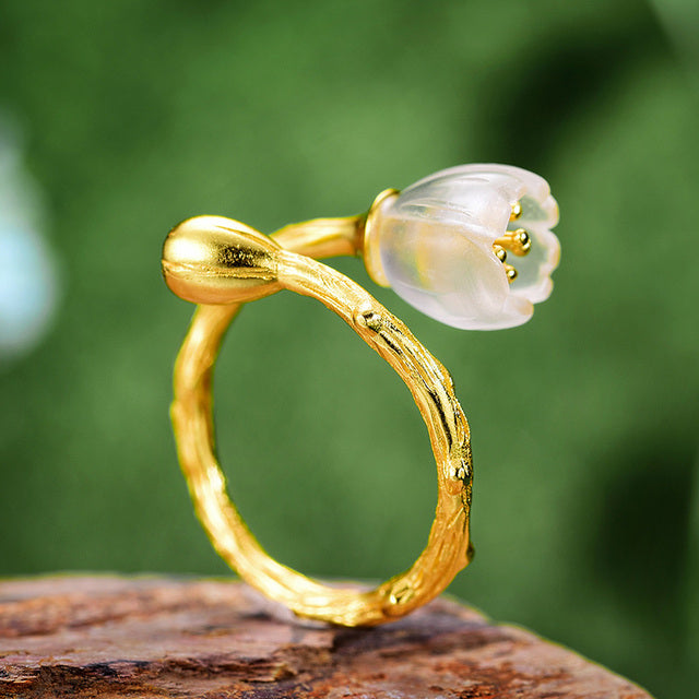 Silver 18k Gold Ring Jewelry Lily of the Valley Flower