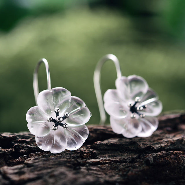 Silver Earrings Jewelry Flower