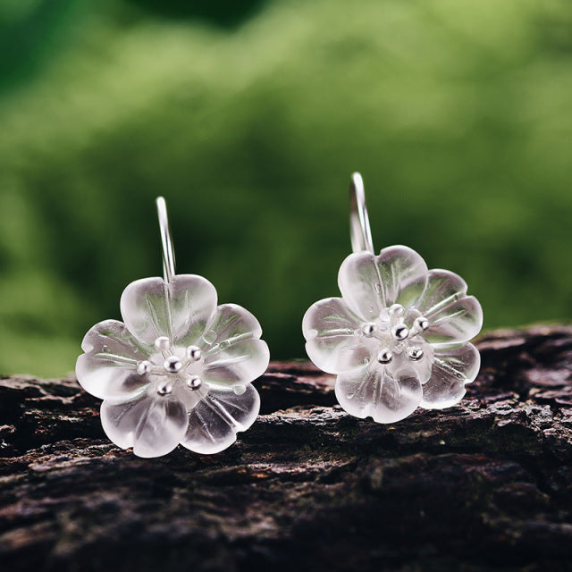 Silver Earrings Jewelry Flower