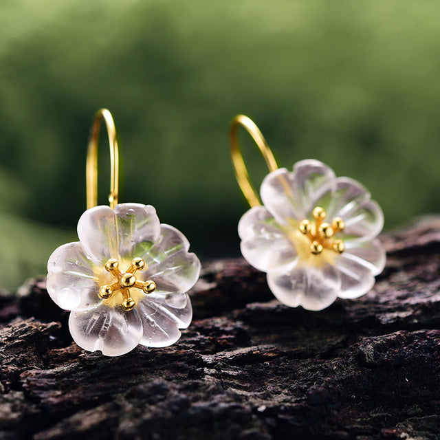 Silver Earrings Jewelry Flower